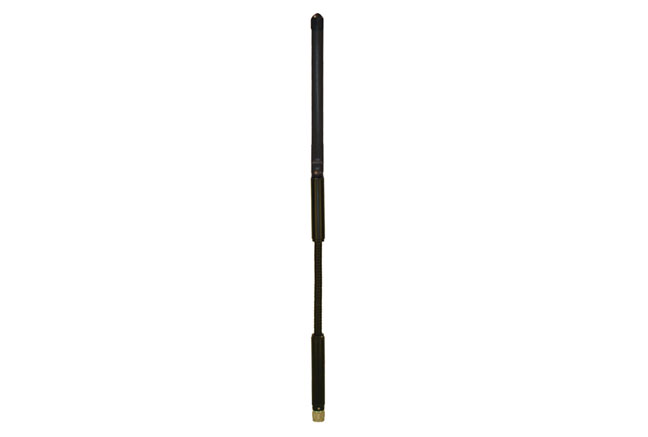 Lightweight tactical VHF/UHF antenna with a flexible tape radiator and gooseneck